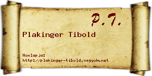 Plakinger Tibold névjegykártya